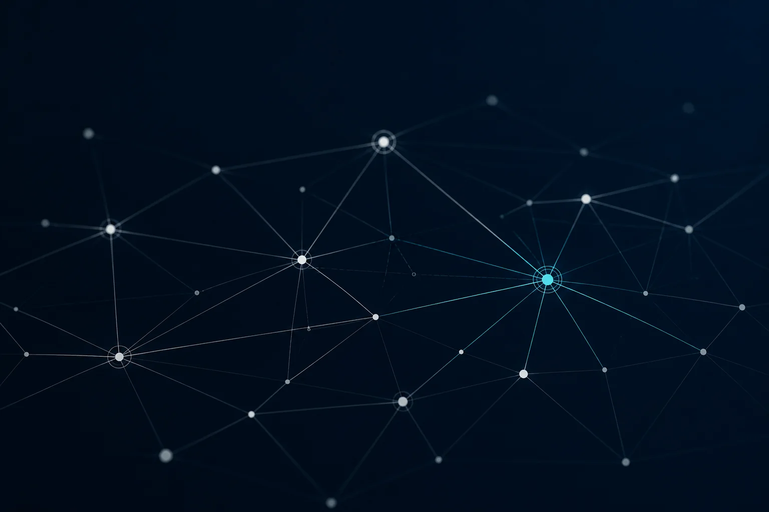Connected digital network on a dark background